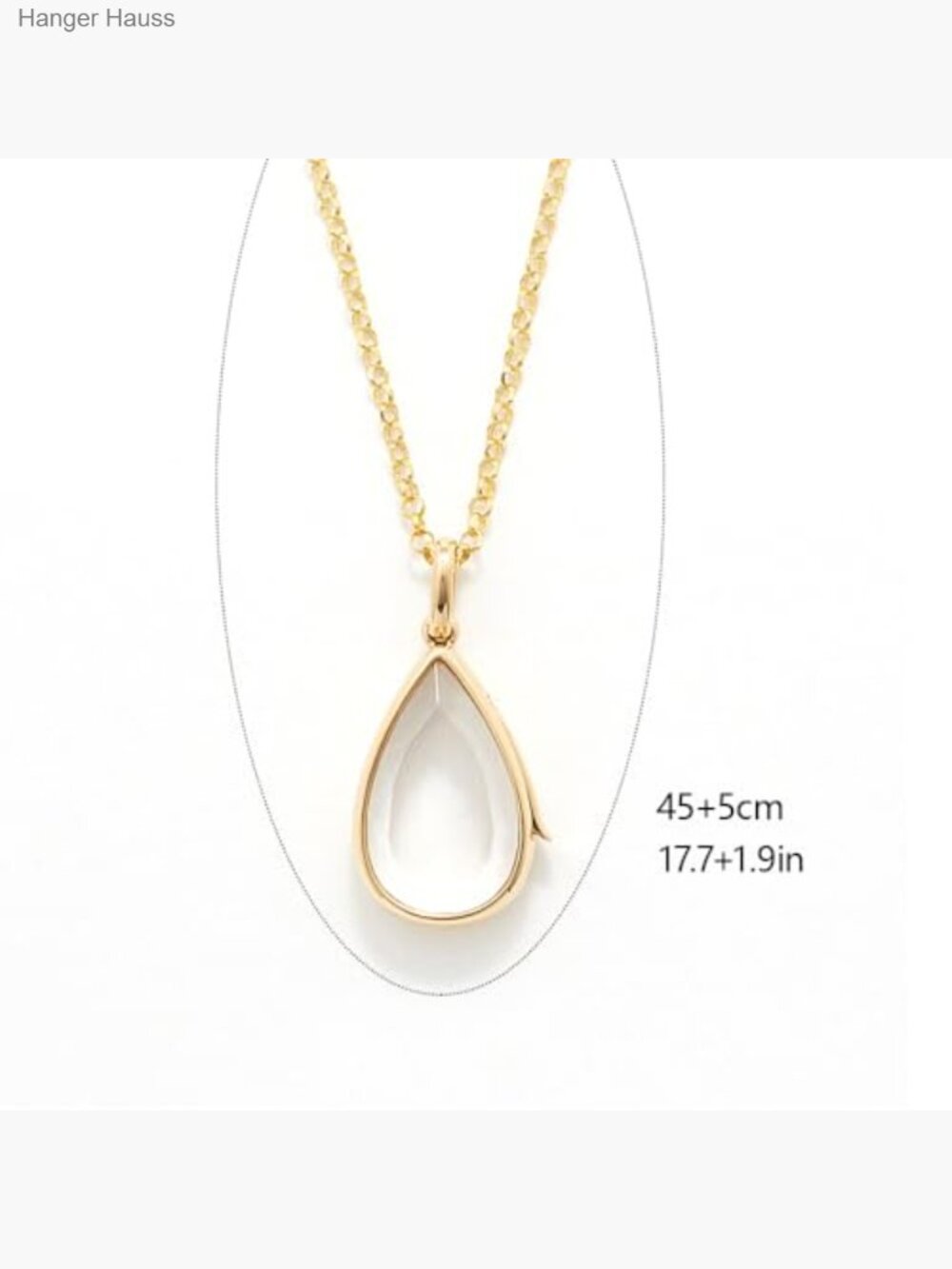 14K Gold Water Drop Locket Necklace with Floating Memory Glass Photo - Picture 2 of 6